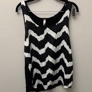 Bella D. Sheer Black and White Zigzag tank top
